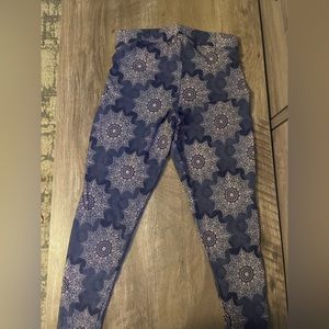Blue patterned cotton leggings
